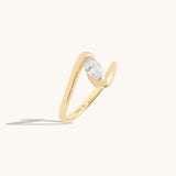 Marquise Moissanite Solitaire Bypass Ring in Solid Gold
