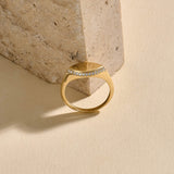 Marquise Pave Signet Ring in 14K Gold