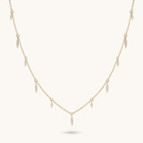 Marquise Station Drop Necklace in 14K Solid Gold