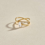 Marquise X Ring in 14k Solid Gold