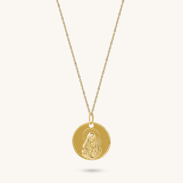 Mary & Jesus Necklace in Gold