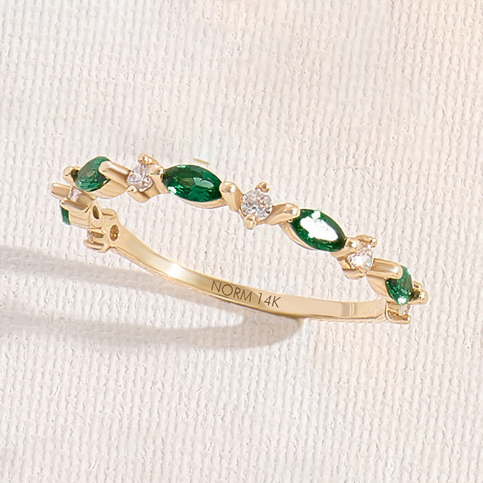 Norm Emerald Marquise Band Ring in Solid Gold
