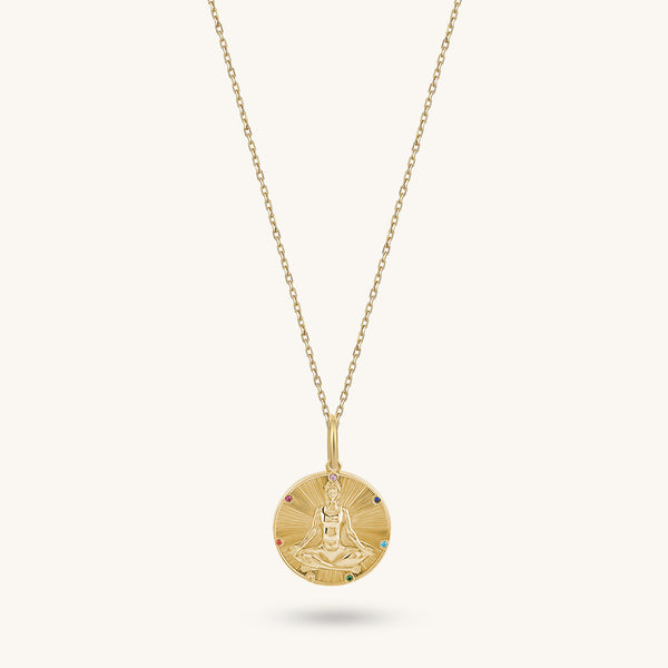 Meditating Yogi Necklace in Gold