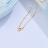 14K Solid Gold Minimal Heart Necklace Paved with CZ Diamonds