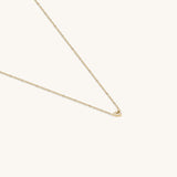 14K Real Gold Minimalist Heart Necklace Paved with CZ Diamonds
