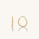 Women's 14k Real Gold Thin Endless Mini Hoop Earrings