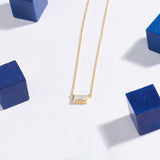 14k Real Gold Minimal Baguette Layering Necklace