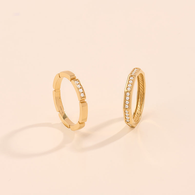 Rectangular Bands 14K Solid Yellow Gold Rectangle Wedding Band for Women – NORM JEWELS
