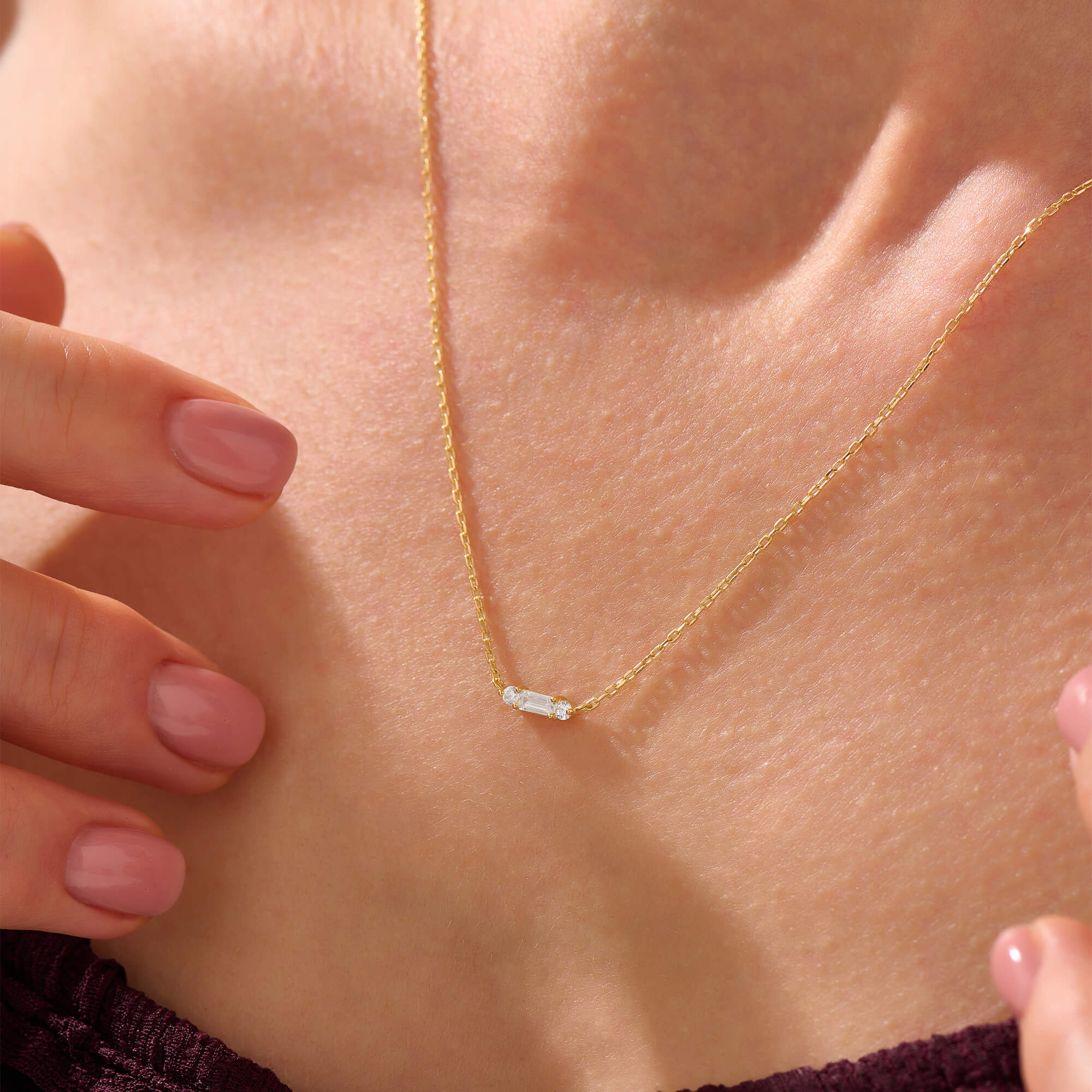 Women's 24K Vermeil Minimalist Baguette Necklace