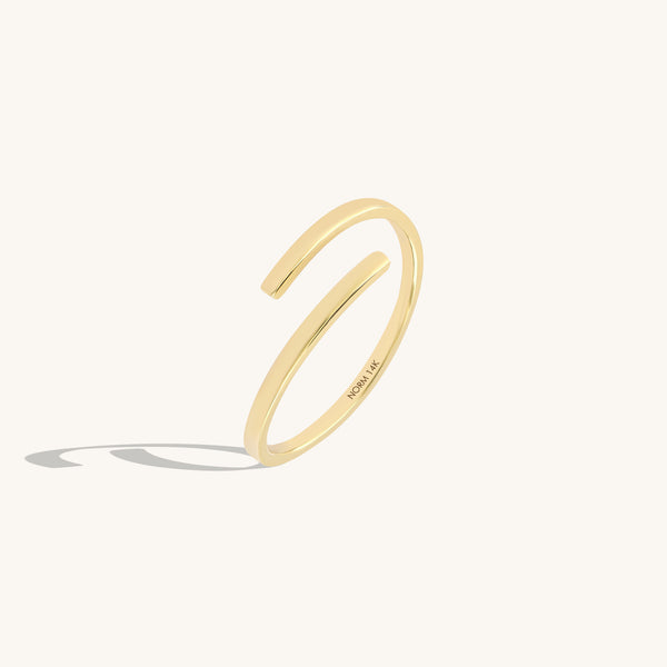 Minimalist Bypass Stacking Ring in 14K Solid Gold