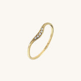 Minimalist Diamond Curved Stacking Ring in 14K Gold