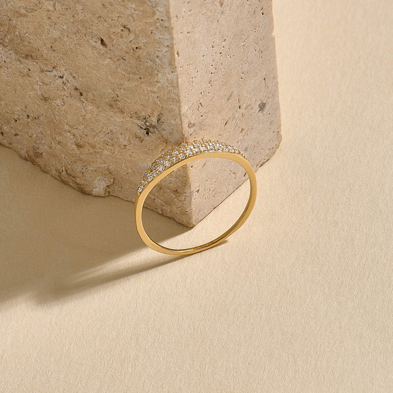 14K Gold Diamond Pave Minimalist Signet Ring
