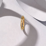 14K Real Yellow Gold Minimalist Leaf Band Ring