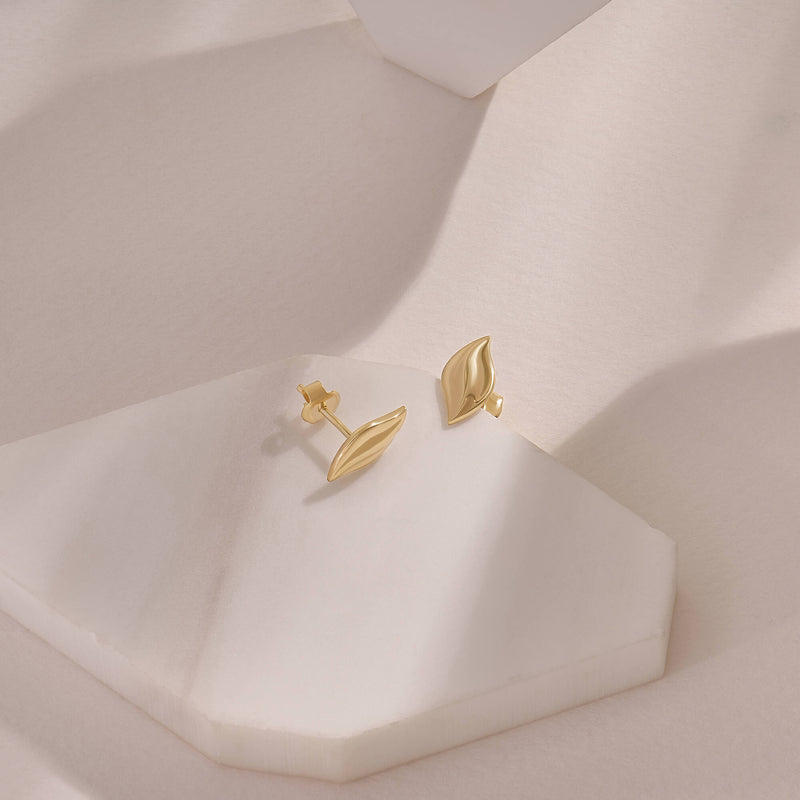 Gold Vermeil Leaf Stud Earrings