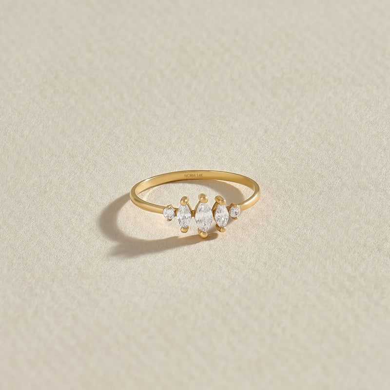 Minimalist Marquise Ring in 14k Real Yellow Gold