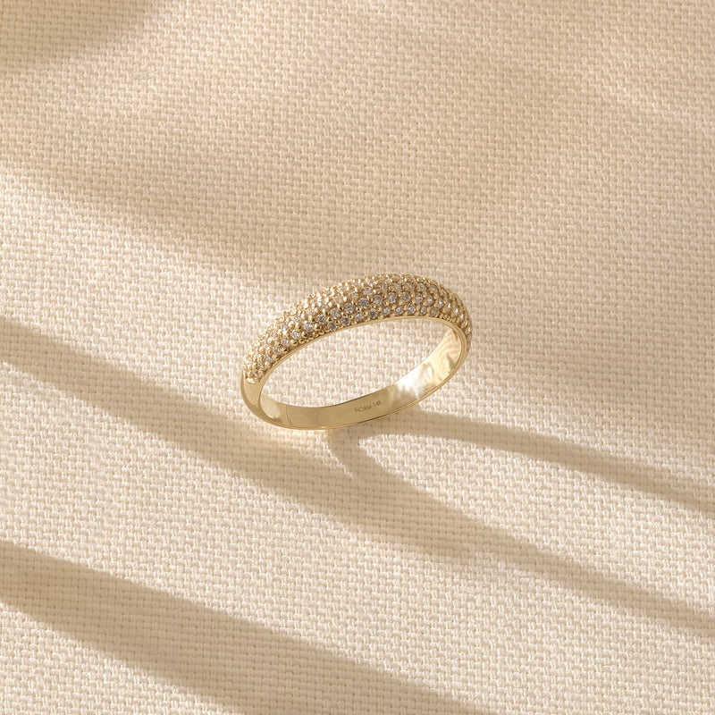14k Solid Gold Paved Dome Ring