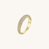 14k Solid Yellow Gold Pave Minimalist Statement Ring