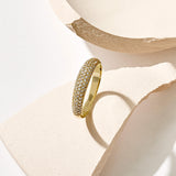 14k Solid Gold Pave Minimalist Statement Ring