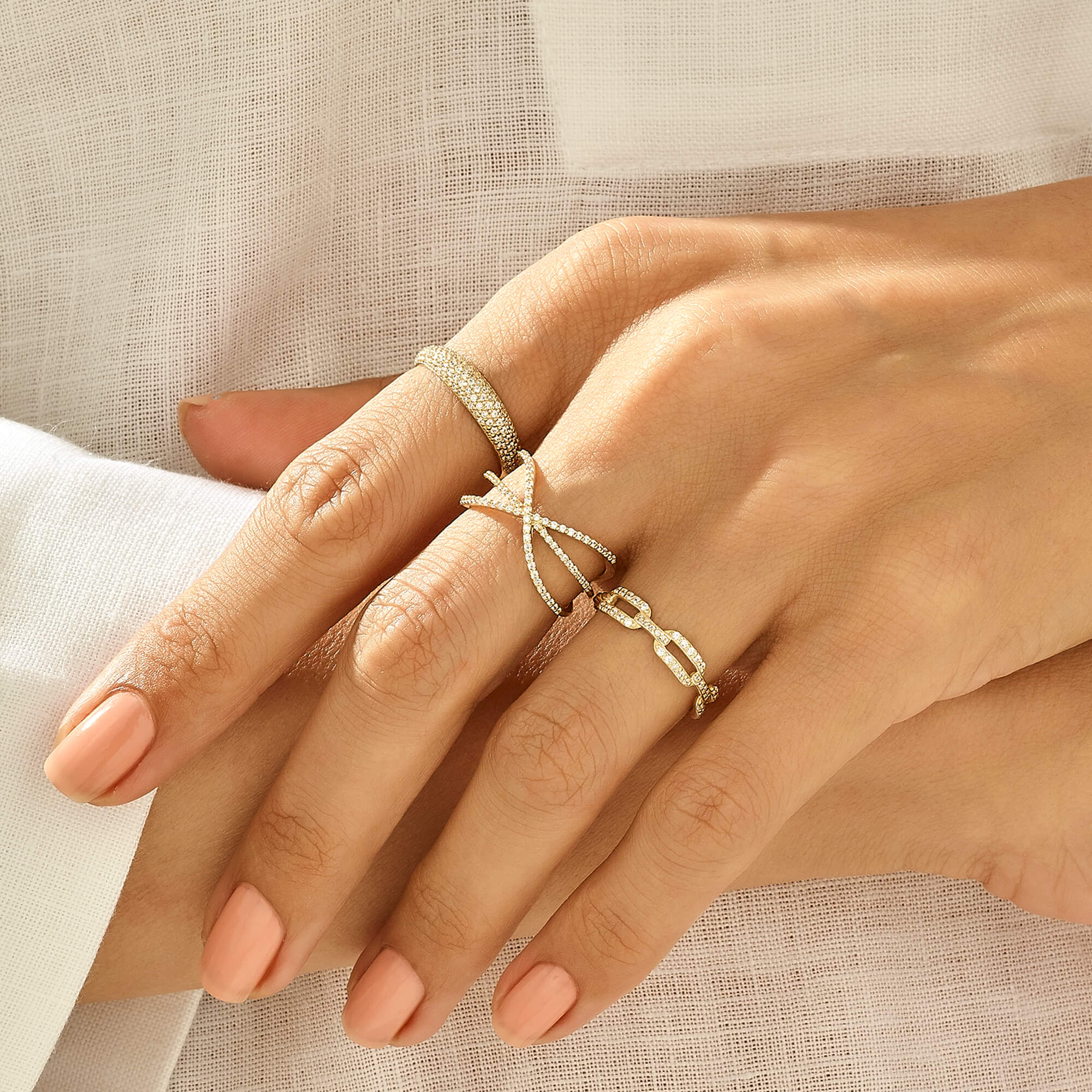 14k Real Gold Paved Dome Ring