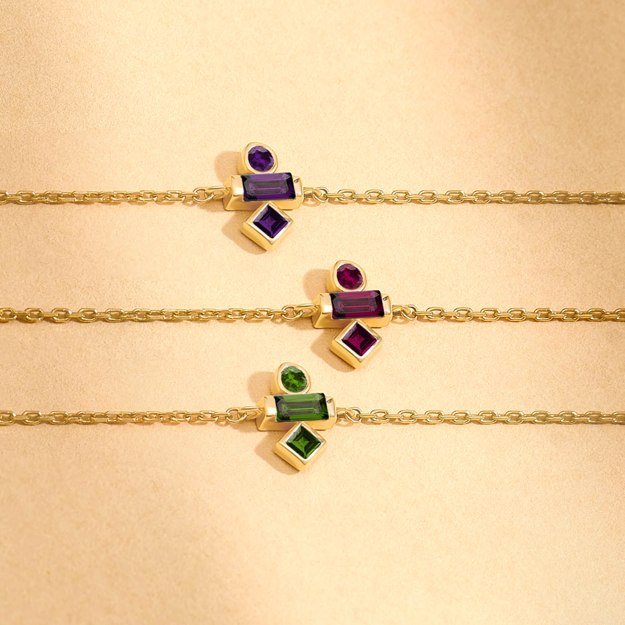 Mixed-Cut Birthstone Bracelet in Gold