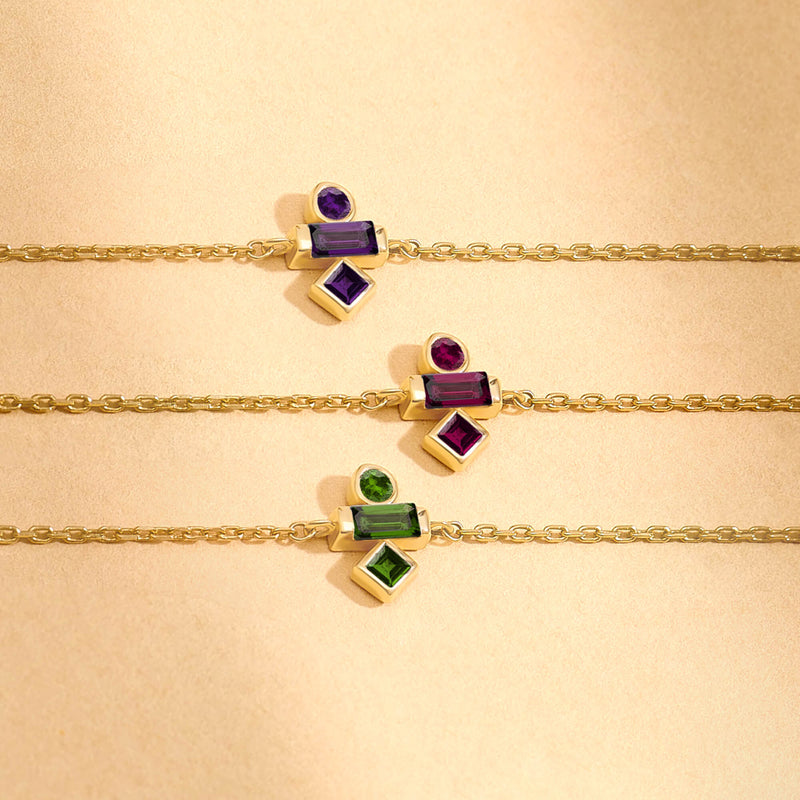 Mixed-Cut Birthstone Bracelet in Gold