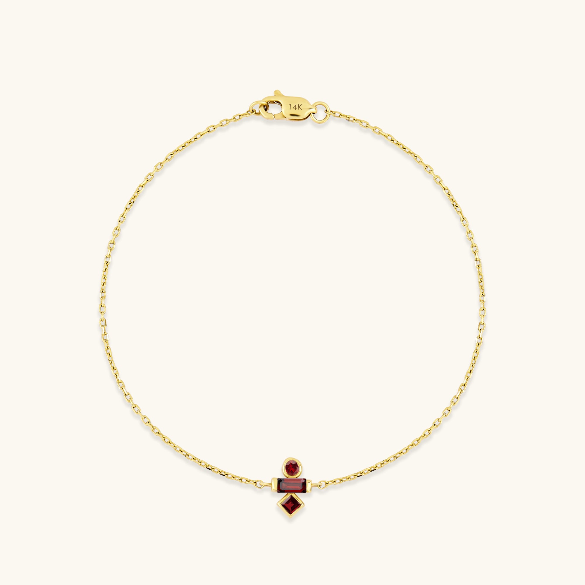 Mixed-Cut Garnet Birthstone Bracelet in 14K Gold