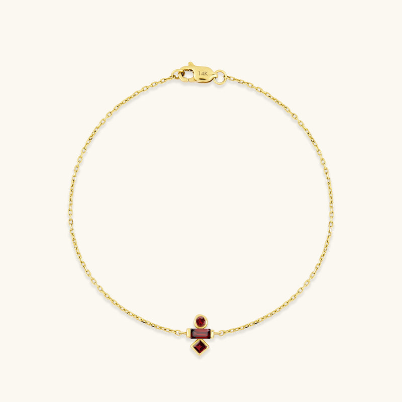 Mixed-Cut Garnet Birthstone Bracelet in 14K Gold