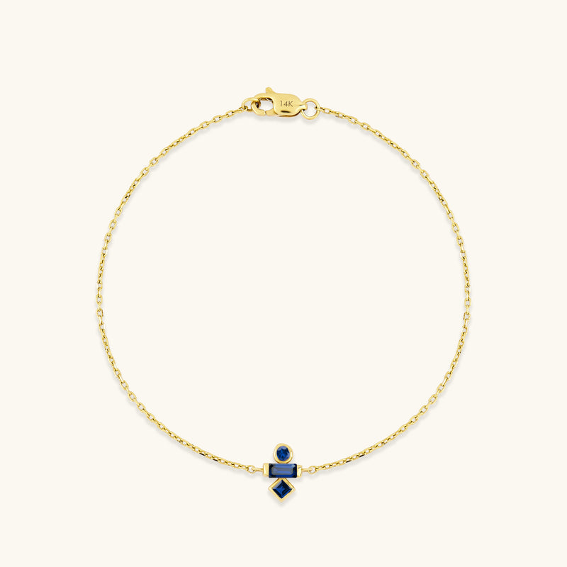 Mixed-Cut Sapphire Birthstone Bracelet in 14K Gold