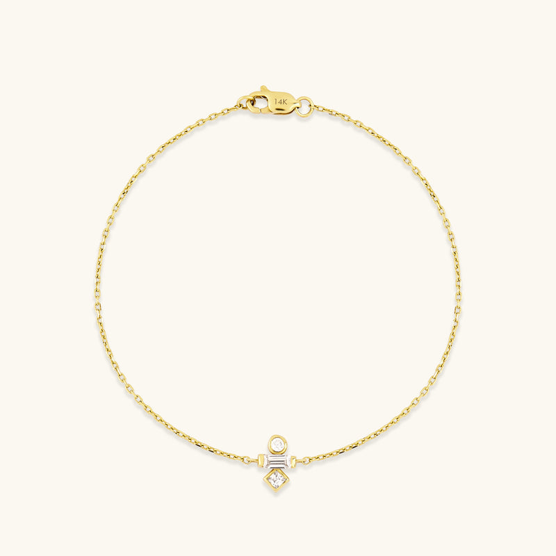 14K Solid Gold Mixed-Cut Birthstone Bracelet for Women