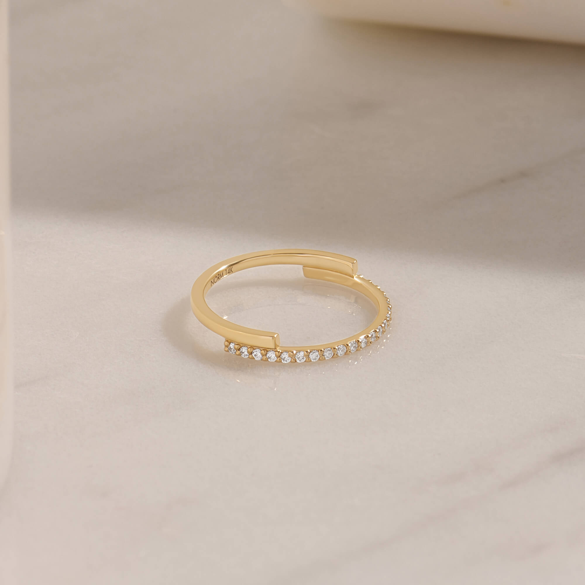Moissanite Balance Stacking Ring in Real Yellow Gold