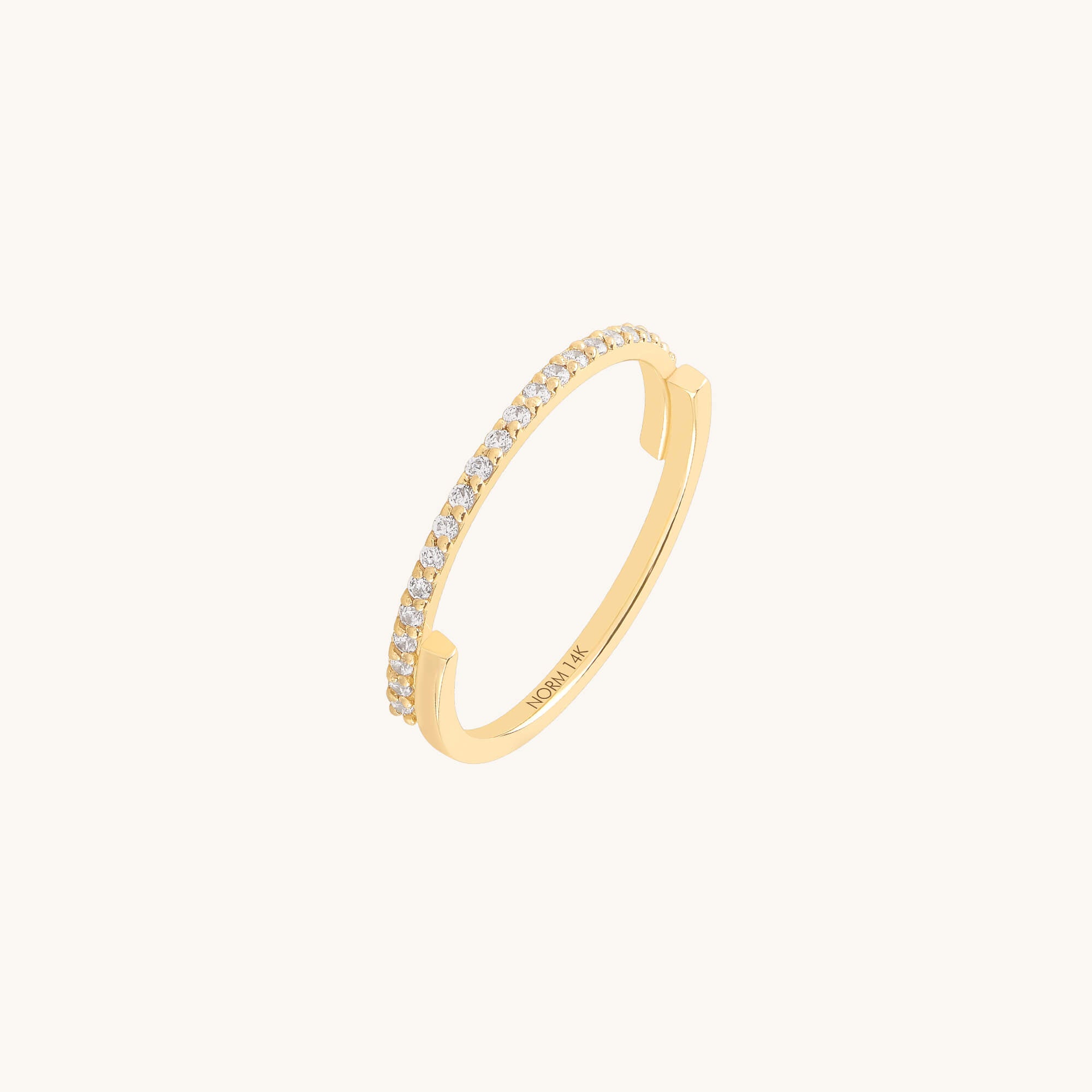 Moissanite Balance Ring in Solid Yellow Gold