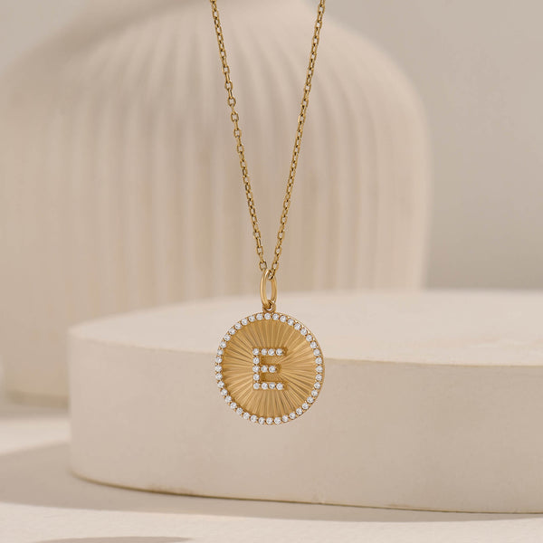 Moissanite Ballerina Letter Necklace in Real Yellow Gold