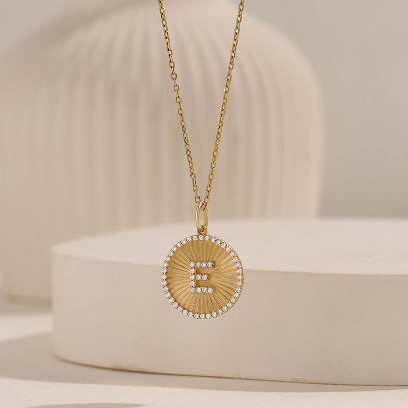 Moissanite Ballerina Letter Necklace in Real Yellow Gold