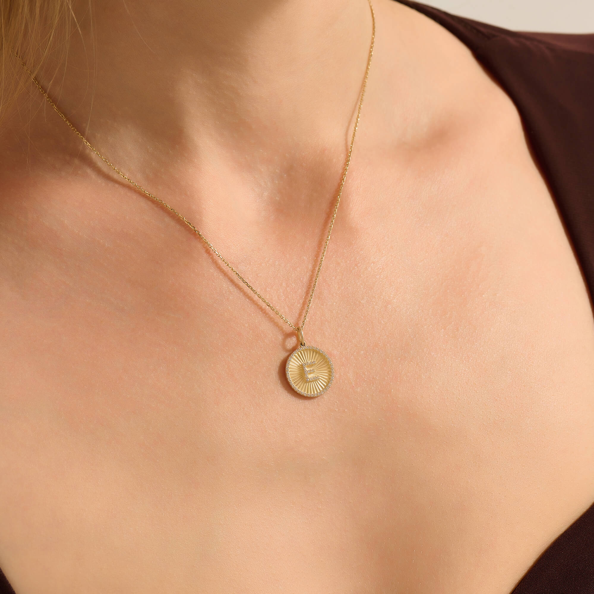 Women's Lettered Solid Gold Moissanite Ballerina Letter Necklace