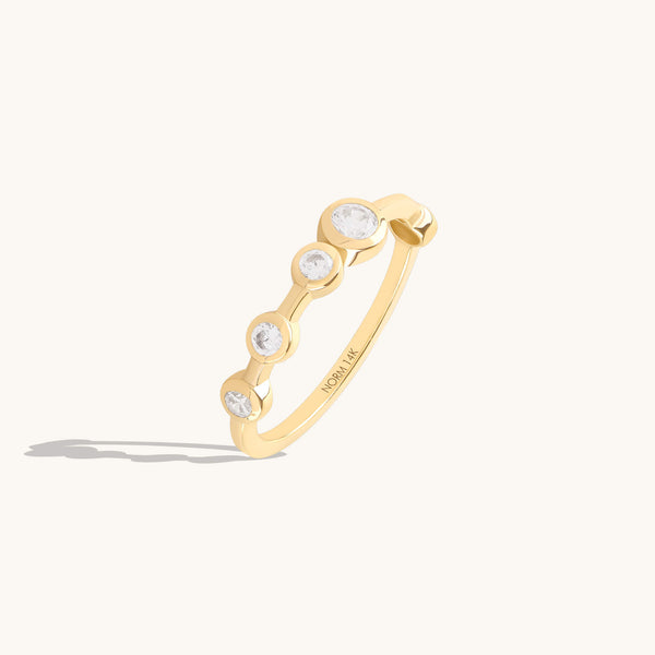 Moissanite Bezel Bubble Ring in Solid Gold