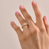 Women's Moissanite Bezel Bubble Ring in Solid Yellow Gold