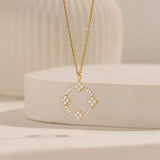 Moissanite Shamrock Necklace in Real Yellow Gold
