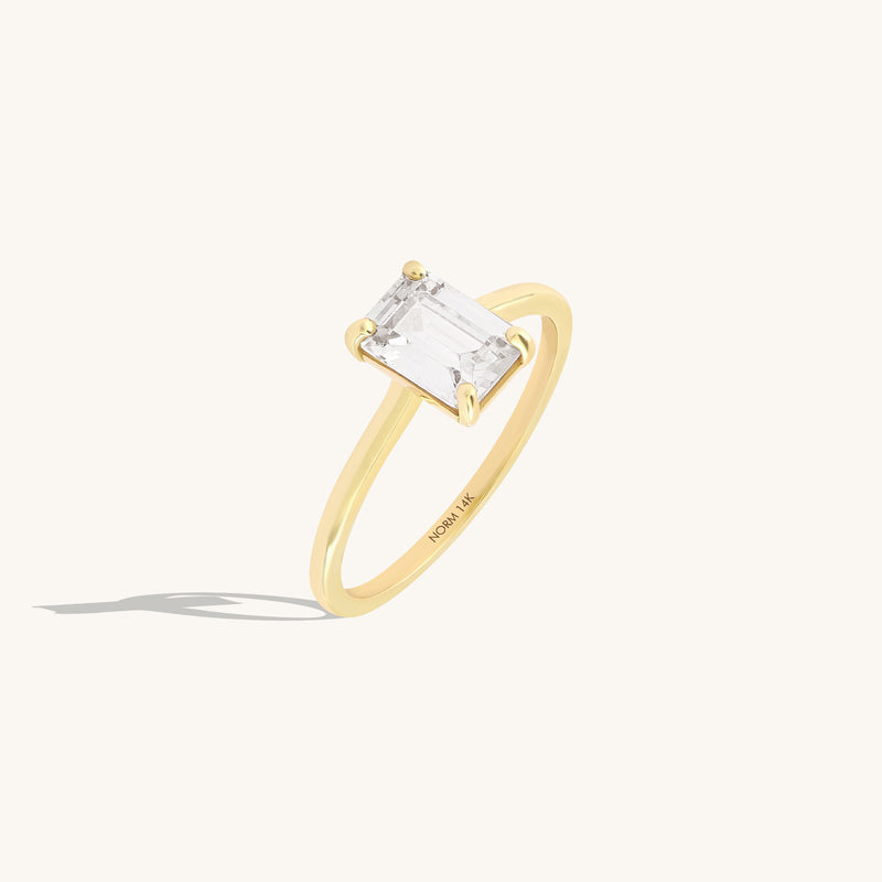 1 ct Emerald-Cut Moissanite Solitaire Ring in 14k Solid Gold