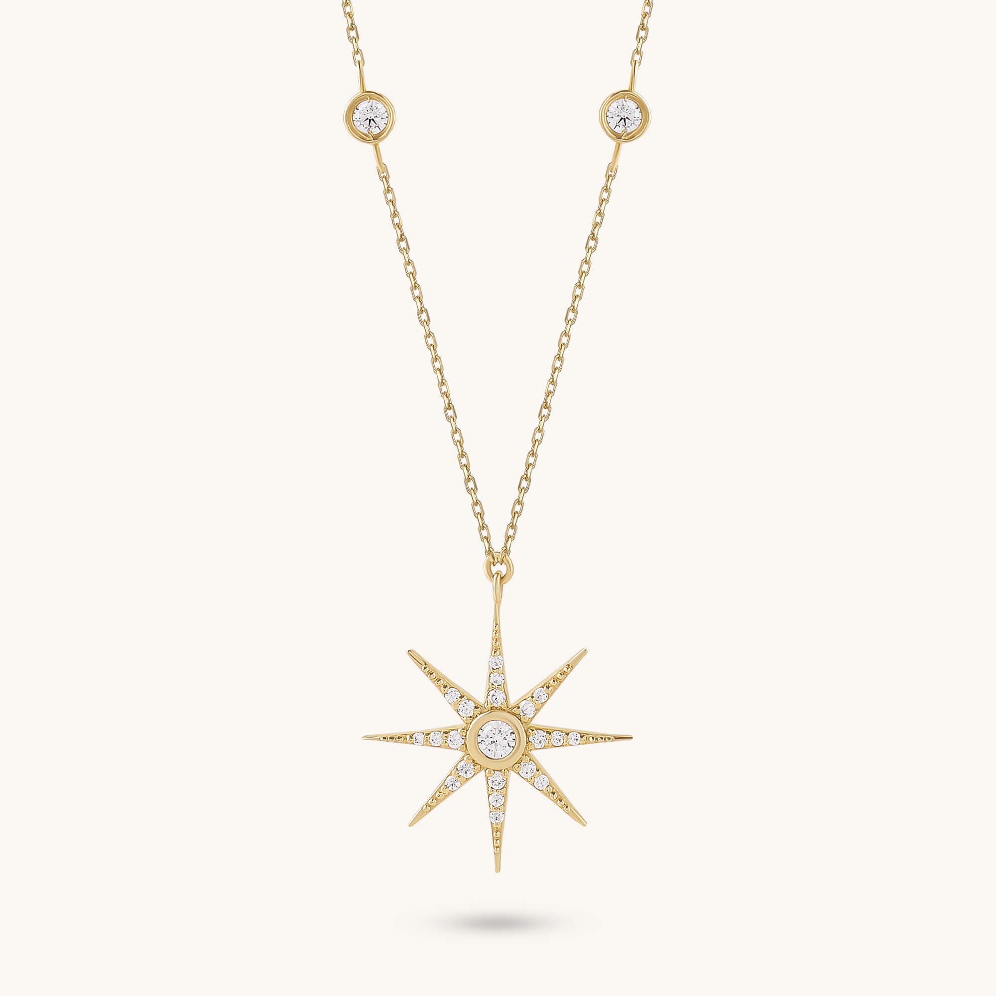 Moissanite Star Necklace in Solid Gold