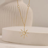 Moissanite Star Necklace in Real Yellow Gold