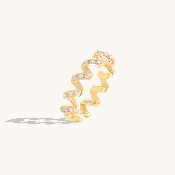 Moissanite Twirl Ring in Solid Gold
