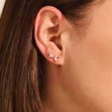 Women's Moon and Star Stud Earrings in 14k Real Gold