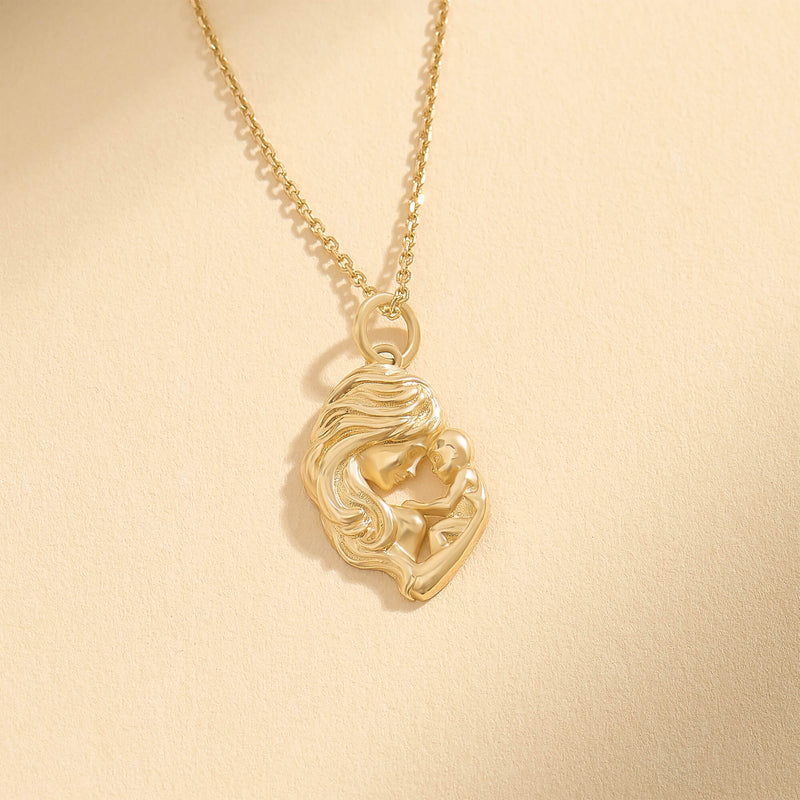 Mother & Baby Necklace in 14k Solid Yellow Gold