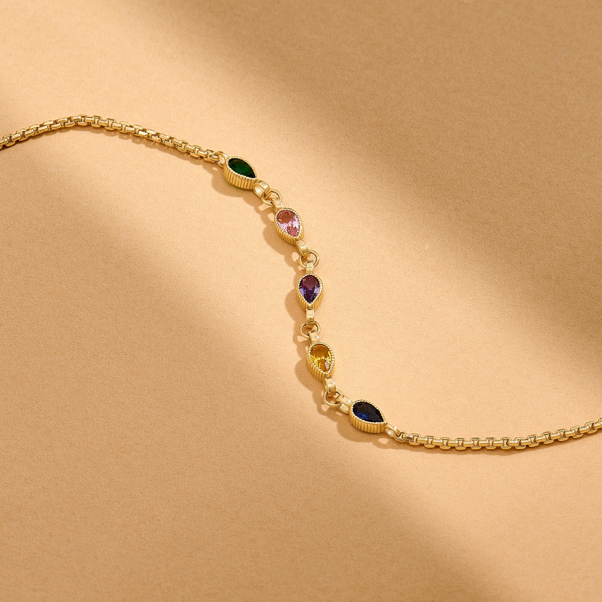 Women's Birthstone Bracelet in 14K Real Gold