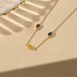 Women's Multi-Birthstone Necklace in 14k Real Yellow Gold