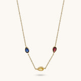 Multi-Birthstone Necklace in 14k Real Yellow Gold