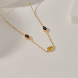 Multi-Birthstone Necklace in 14k Solid Gold