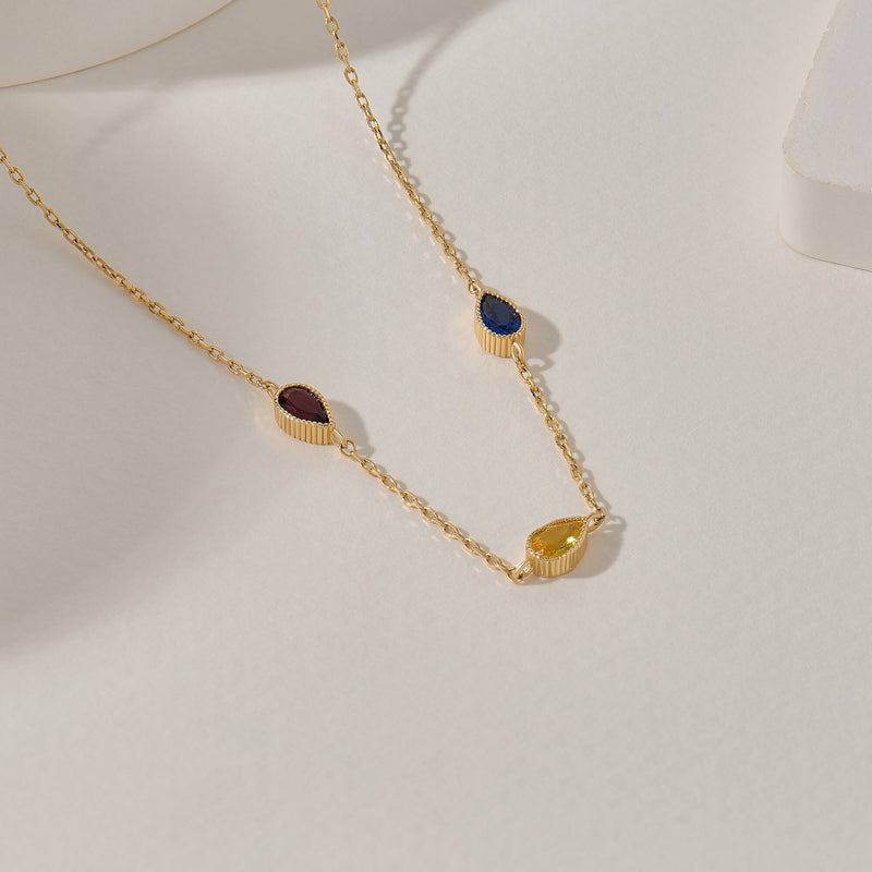 Multi-Birthstone Necklace in 14k Solid Gold