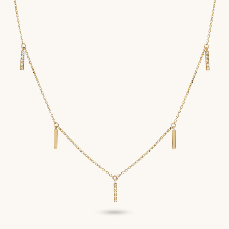 Multi Bar Station Necklace in 14K Solid Gold