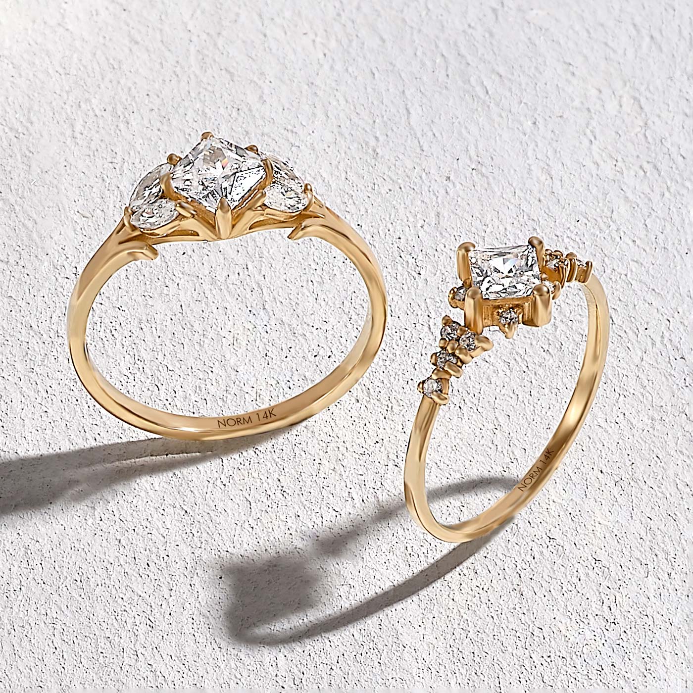 Norm Solid Gold Rings with Natural Diamonds